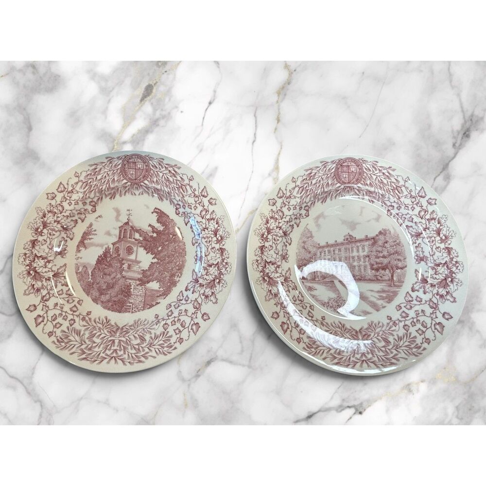 Wedgwood St Lawrence University Pink Plates Set 2 Richmond Hall Mens Residence